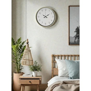 Mey İthalat® 36 Cm Krem Sade Dekoratif Duvar Saati