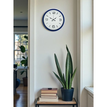 Mey İthalat® 36 Cm Lacivert Modern Dekoratif Duvar Saati
