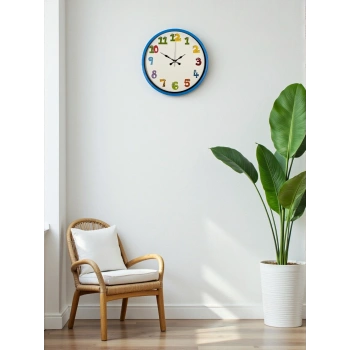 Mey İthalat® 36 Cm Mavi Çocuk Odası Duvar Saati
