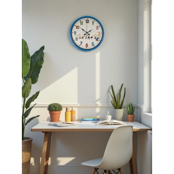 Mey İthalat® 36 Cm Mavi Çocuk Odası Duvar Saati