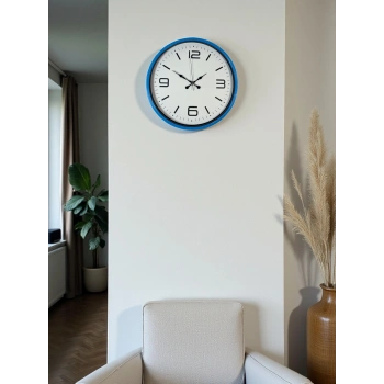 Mey İthalat® 36 Cm Mavi Dekoratif Duvar Saati