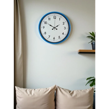 Mey İthalat® 36 Cm Mavi Dekoratif Duvar Saati