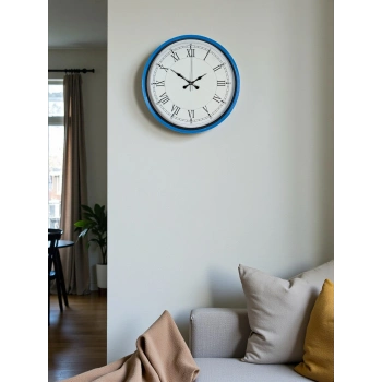 Mey İthalat® 36 Cm Mavi Roma Rakamlı Duvar Saati