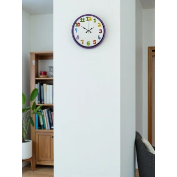 Mey İthalat® 36 Cm Mor Çocuk Odası Duvar Saati