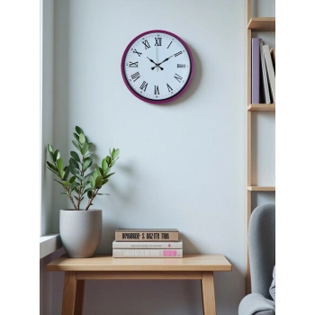 Mey İthalat® 36 Cm Pembe Roma Rakamlı Duvar Saati