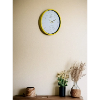 Mey İthalat® 36 Cm Sarı Dekoratif Duvar Saati