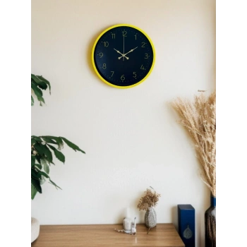 Mey İthalat® 36 Cm Sarı Şık Duvar Saati