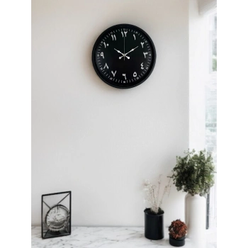 Mey İthalat® 36 Cm Siyah Arapça Rakamlı Duvar Saati