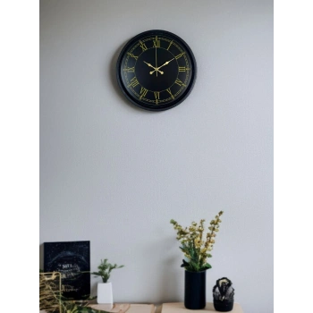 Mey İthalat® 36 Cm Siyah Dekoratif Duvar Saati