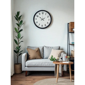 Mey İthalat® 36 Cm Siyah Duvar Saati