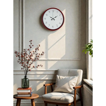 Mey İthalat® 36 Cm Standart Kırmızı Duvar Saati