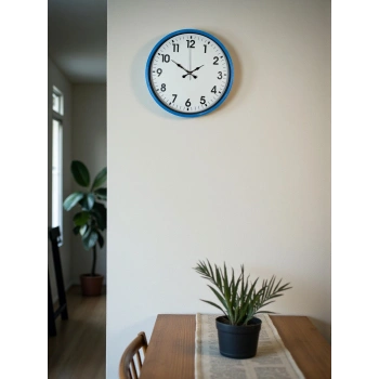 Mey İthalat® 36 Cm Standart Mavi Duvar Saati