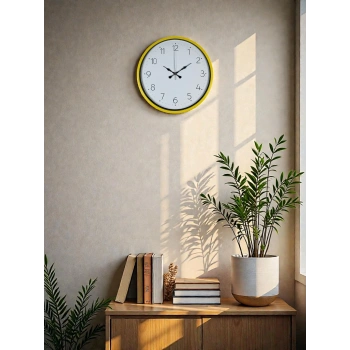 Mey İthalat® 36 Cm Standart Sarı Duvar Saati