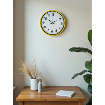 Mey İthalat® 36 Cm Standart Sarı Duvar Saati