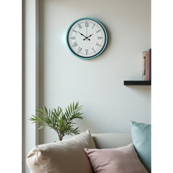 Mey İthalat® 36 Cm Turkuaz Dekoratif Duvar Saati