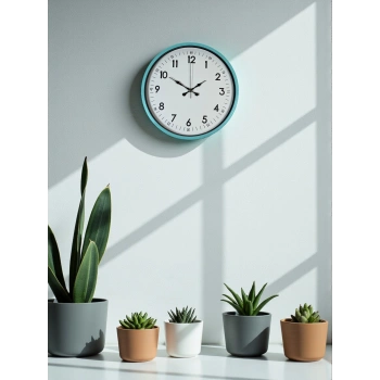 Mey İthalat® 36 Cm Turkuaz Dekoratif Duvar Saati
