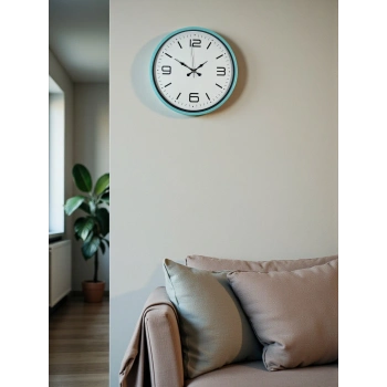 Mey İthalat® 36 Cm Turkuaz Dekoratif Duvar Saati