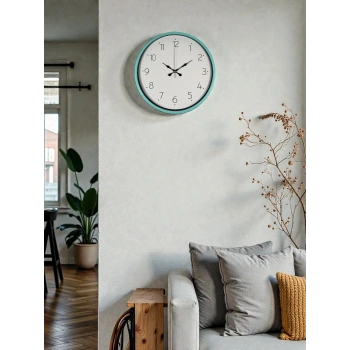 Mey İthalat® 36 Cm Turkuaz Standart Duvar Saati