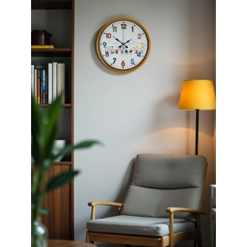 Mey İthalat® 36 Cm Turuncu Çocuk Odası Duvar Saati
