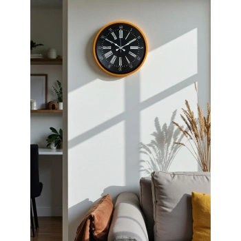 Mey İthalat® 36 Cm Turuncu Dekoratif Duvar Saati