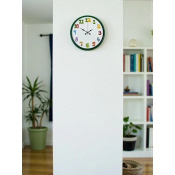 Mey İthalat® 36 Cm Yeşil Çocuk Odası Duvar Saati