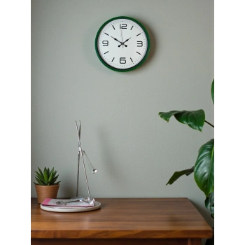 Mey İthalat® 36 Cm Yeşil Modern Dekoratif Duvar Saati