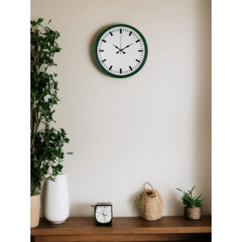 Mey İthalat® 36 Cm Yeşil Sade Dekoratif Duvar Saati