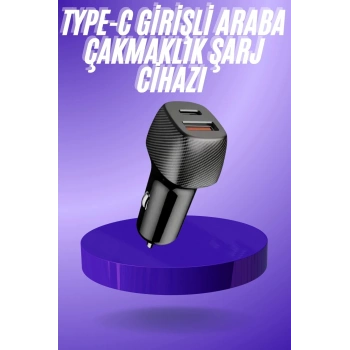 Mey İthalat® 38W USB Type-C Girişli Oto Çakmaklık Araç İçi Hızlı Şarj Çakmaklık Şarj Aleti
