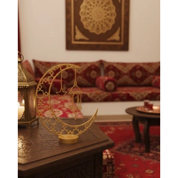 Mey İthalat® 3D Ramazan Dekor Özel Baskı Hilal Yıldız Masa Üstü