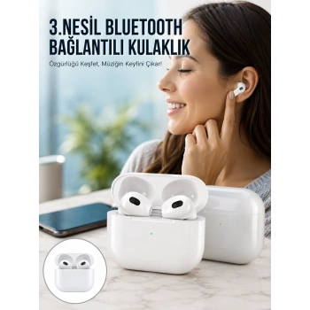 Mey İthalat® 3.Nesil İOS Android Uyumlu Bluetooth 5.0 Beyaz Çağrı Cevaplama Yeni Nesil
