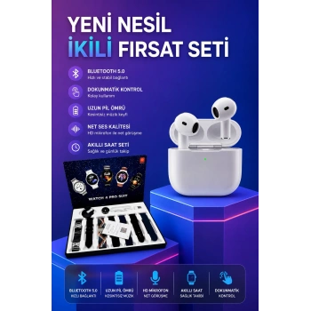 Mey İthalat® 3.Nesil TWS Bluetooth Kulaklık Bluetooth Bağlantılı Akıllı Saat Amoled Ekran Plastik Hasır Kordon