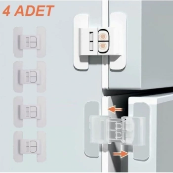 Mey İthalat® 4 Adet Buzdolabı, Çekmece ve Dolap Kapağı Çocuk Kilidi