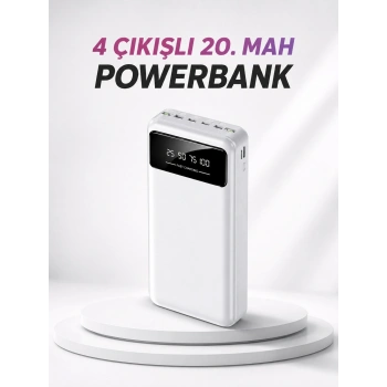 Mey İthalat® 4 Çıkışlı 20.000 MAH Powerbank Taşınabilir Çoklu Giriş
