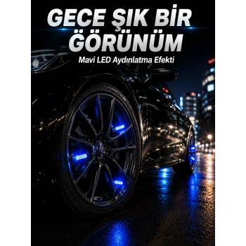 Mey İthalat® 4lü LED Sibop Işığı Hareket Sensörlü Araç Lastik Sibop Lambası