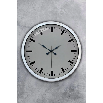 Mey İthalat® 40 cm Beyaz Metal Sade Duvar Saati