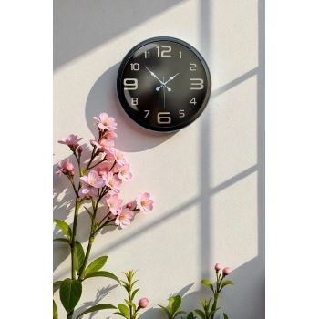 Mey İthalat® 40 cm Siyah Metal Modern Duvar Saati