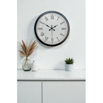 Mey İthalat® 40 cm Siyah Metal Retro Duvar Saati