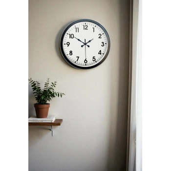 Mey İthalat® 40 cm Siyah Metal Standart Duvar Saati