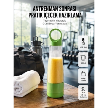 Mey İthalat® 400 ml Kapasiteli Pratik Taşınabilir Meyve Blender