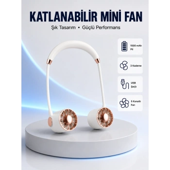 Mey İthalat® 5 Kanatlı Sessiz Mini Fan 3 Vitesli Katlanabilir Asılabilir