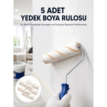 Mey İthalat® 5’li Mini Rulo Boya Seti Duvar Tavan Emülsiyon Uygulama