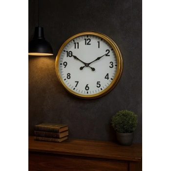 Mey İthalat® 60 Cm Gold Metal Dekoratif Duvar Saati