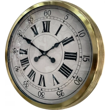 Mey İthalat® 60 cm Gold Metal Dekoratif Roma Rakamlı Duvar Saati