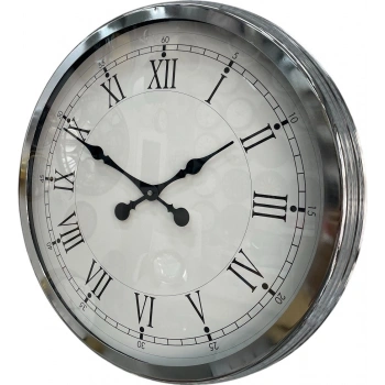Mey İthalat® 60 cm Krom Metal Roma Rakamlı Duvar Saati