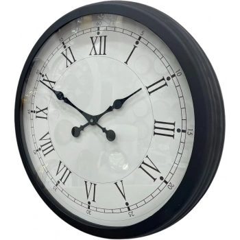 Mey İthalat® 60 cm Siyah Metal Roma Rakamlı Duvar Saati