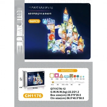 Mey İthalat® 7.5CM Işıklı Blok 86 Parça