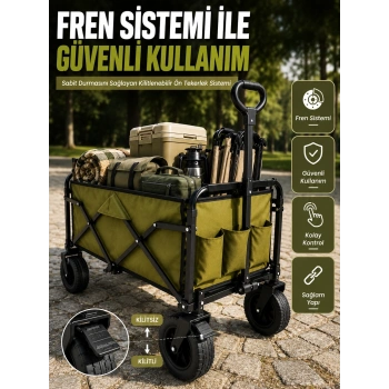 Mey İthalat® 9 CM Kalın Tekerlekli Çok Amaçlı Katlanır Yük Taşıma Arabası