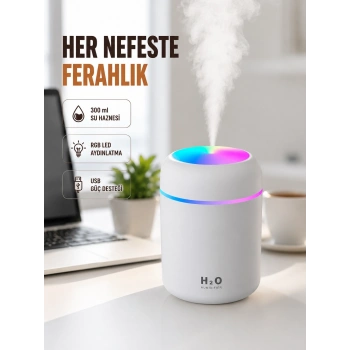 Mey İthalat® ABS Gövdeli 300ml USB Nemlendirici – Beyaz, Gri, Pembe Renk