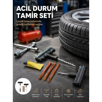 Mey İthalat® Acil Durumların Kurtarıcısı Çok Amaçlı Lastik Tamir Seti