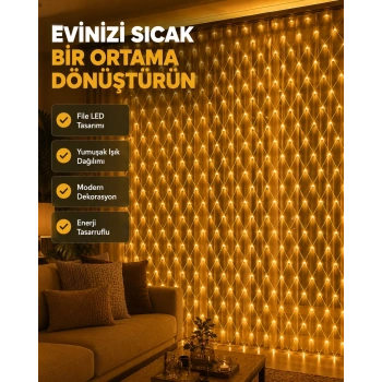 Mey İthalat® Ağ Şeklinde LED File Işık Dekoratif Ortam Aydınlatma Bahçe Balkon Süsü